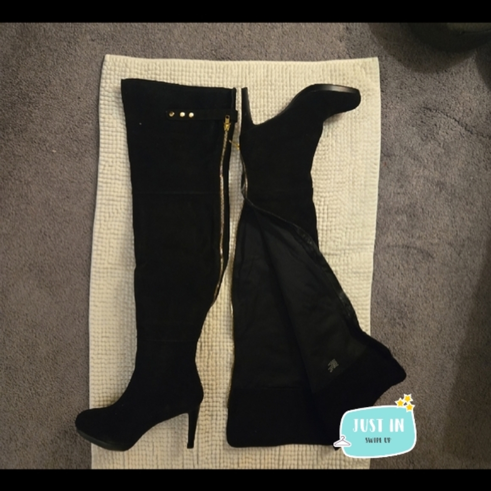 Sleek Black Over-the-Knee High Heel Boots